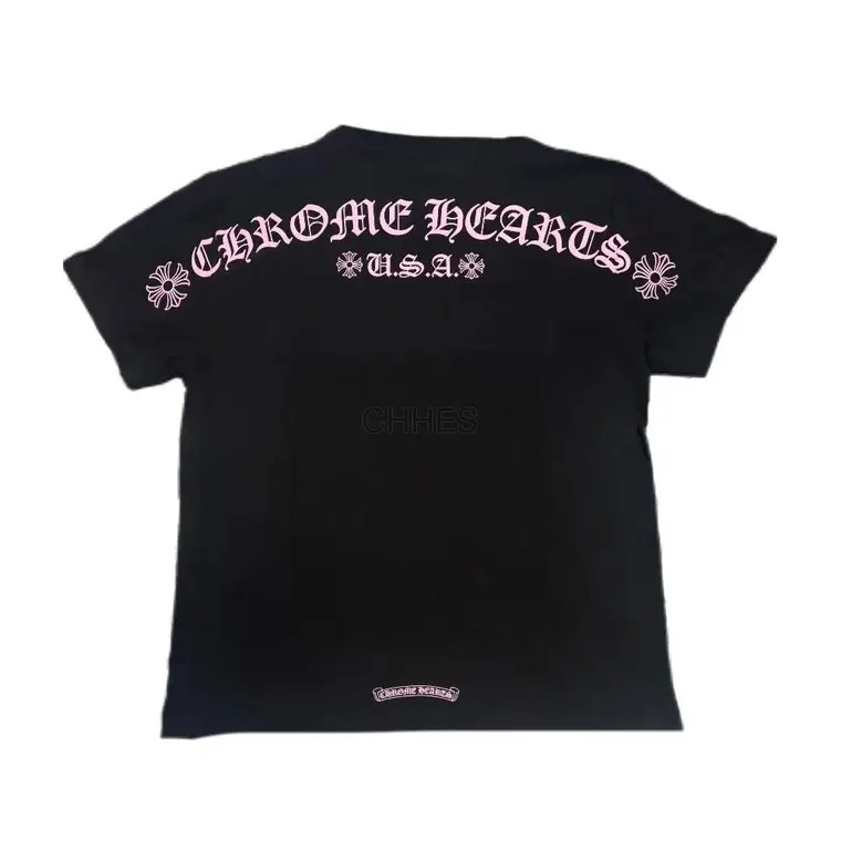 克罗心 Matty Boy Shoulder USA粉字横幅黑色短袖TEE
