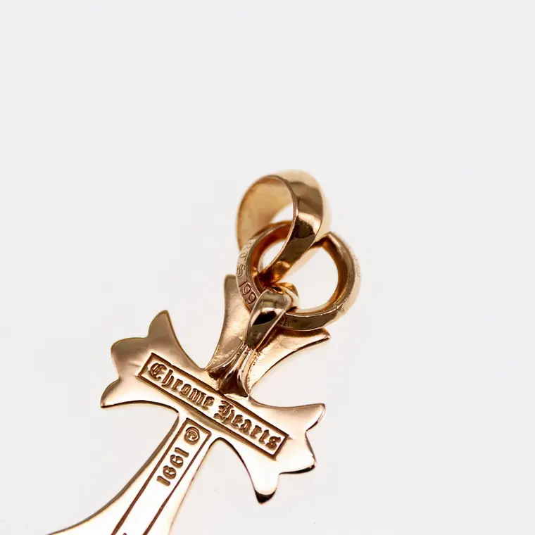 Chrome hearts 克罗心 22K黄金镶钻中号十字架经典吊坠