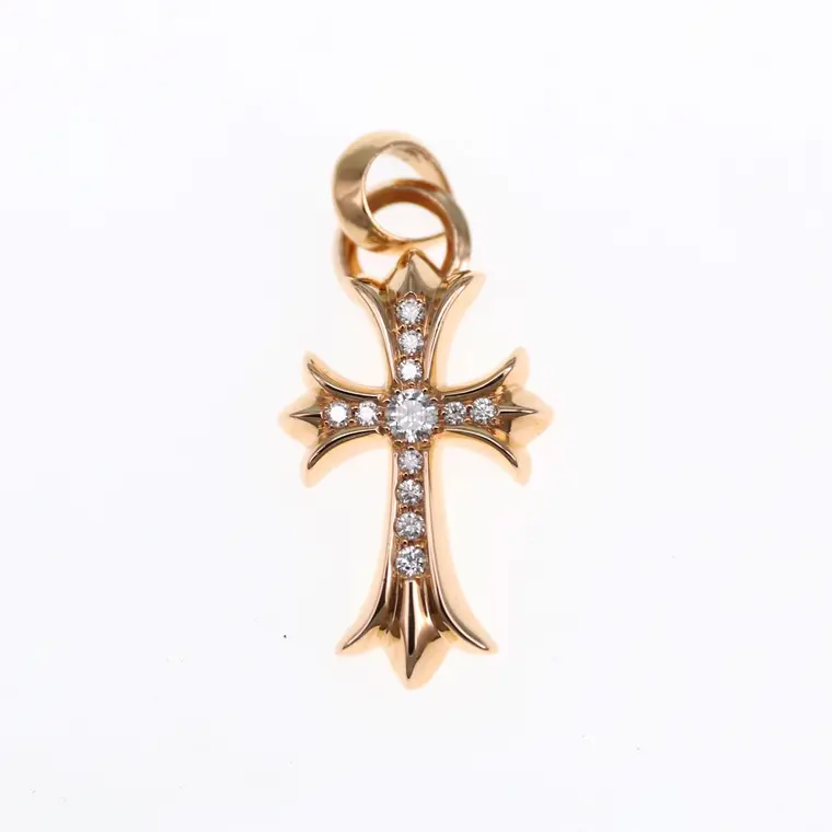 Chrome hearts 克罗心 22K黄金镶钻中号十字架经典吊坠