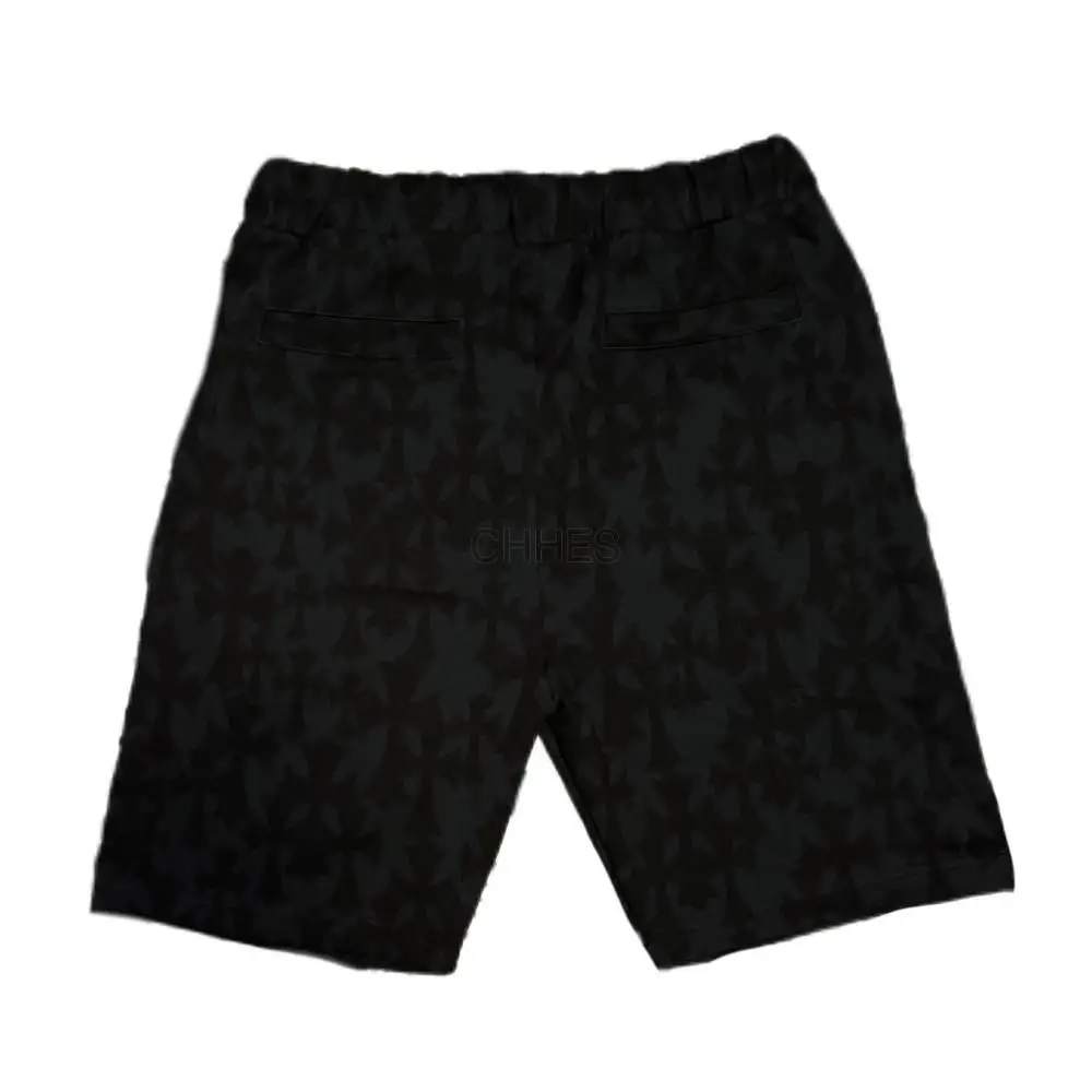 Chrome hearts 克罗心 SS24 暗纹 LOGO 印花抽绳系带休闲短裤 黑色