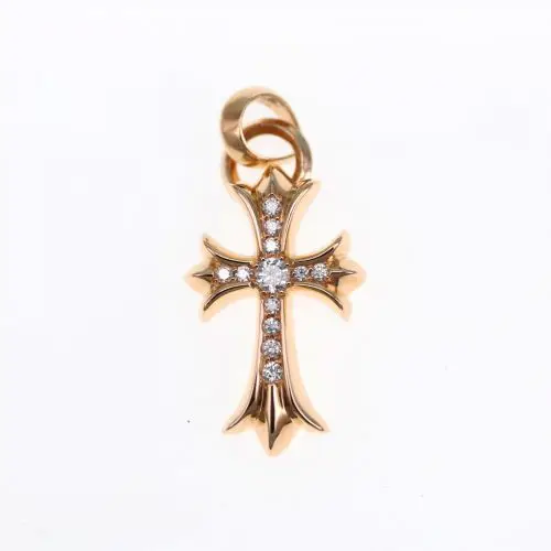 Chrome hearts 克罗心 22K黄金镶钻中号十字架经典吊坠