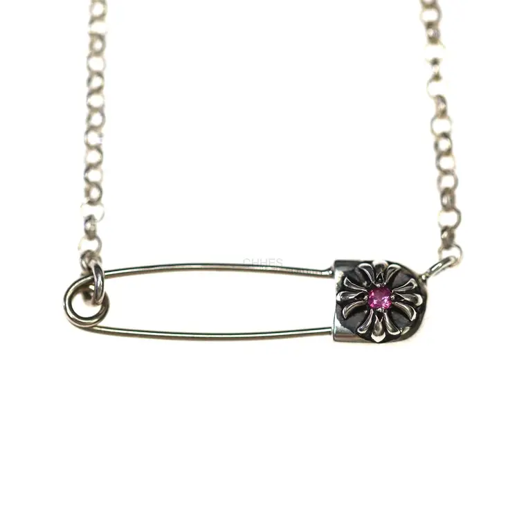 Chrome hearts 克罗心 别针锁骨ROLL粉宝石项链