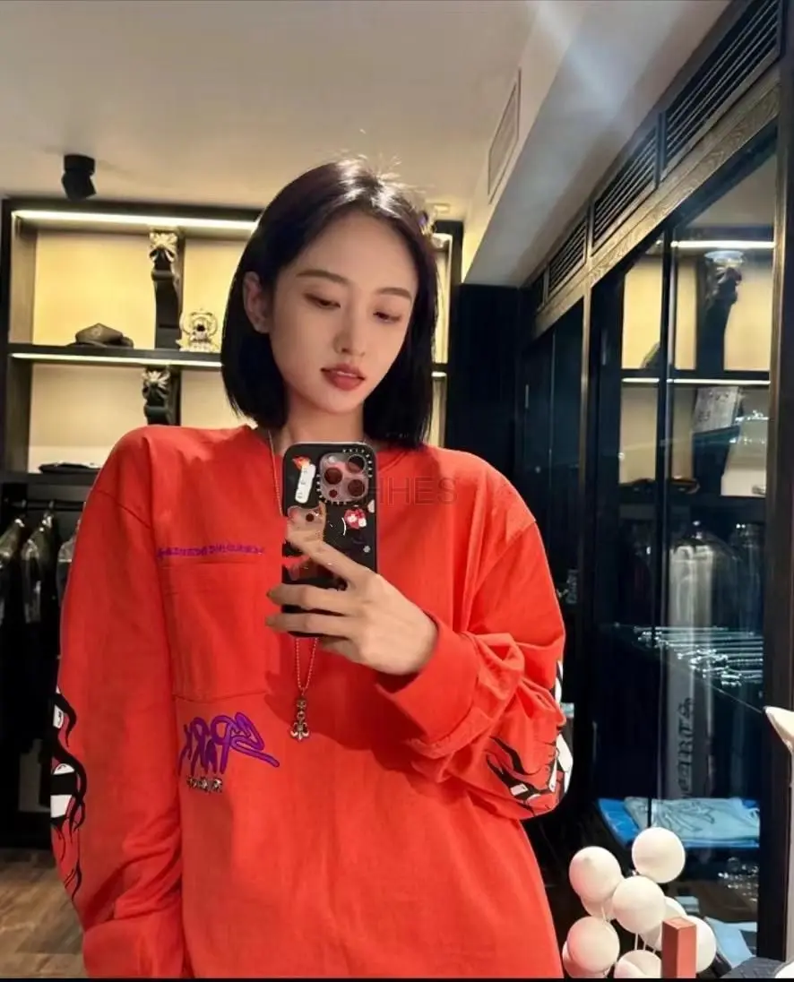 chromehearts克罗心mattyboy橘色橙色涂鸦桃心长袖T恤
