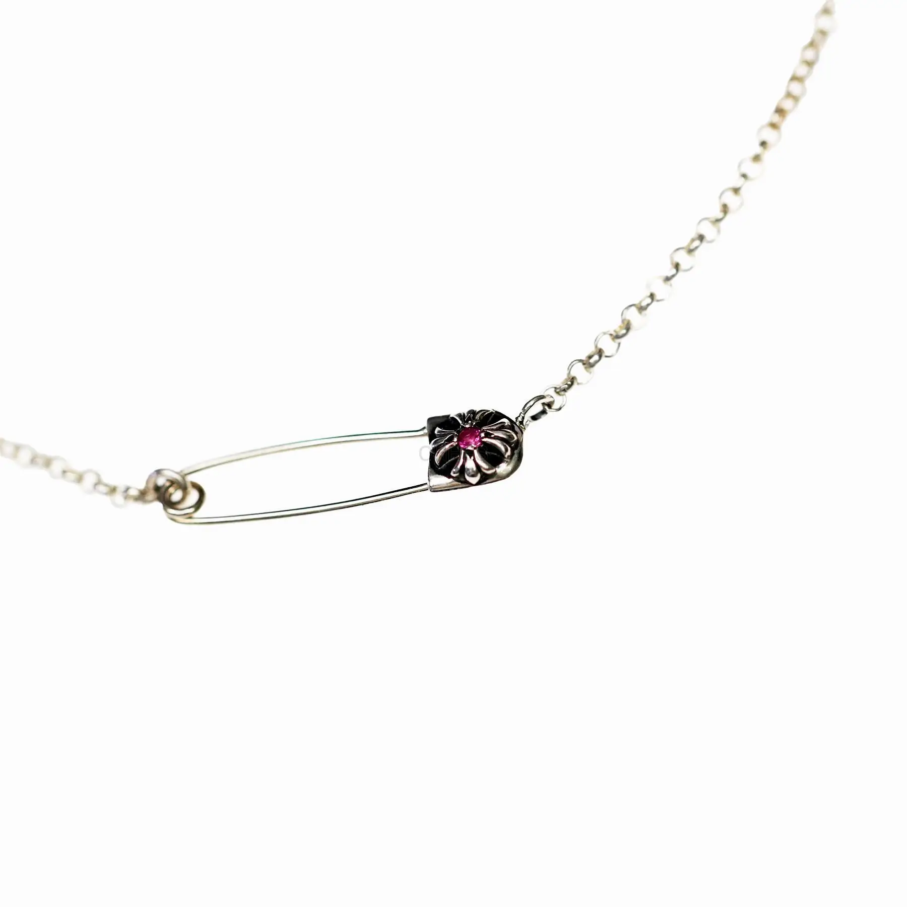 Chrome hearts 克罗心 别针锁骨ROLL粉宝石项链