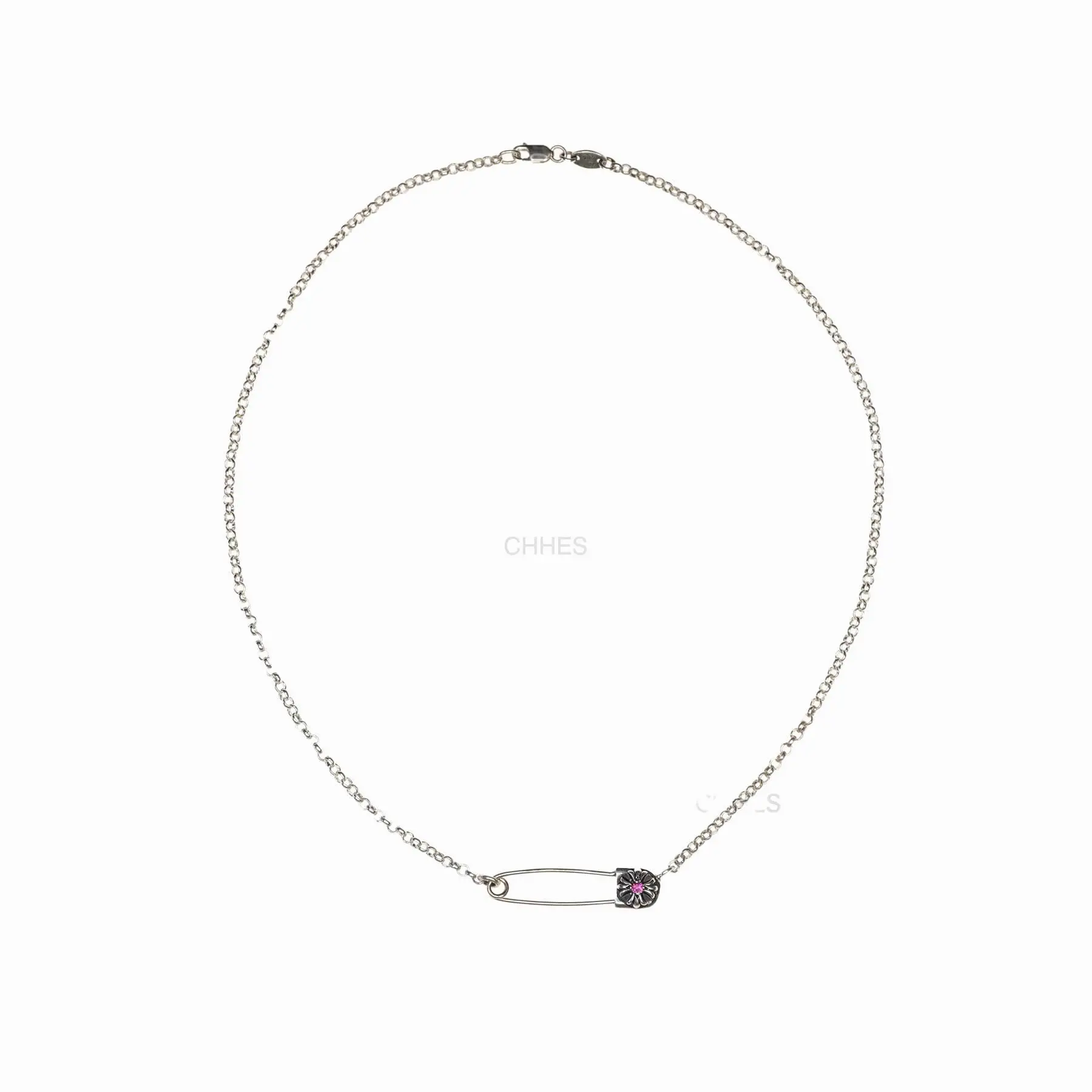 Chrome hearts 克罗心 别针锁骨ROLL粉宝石项链