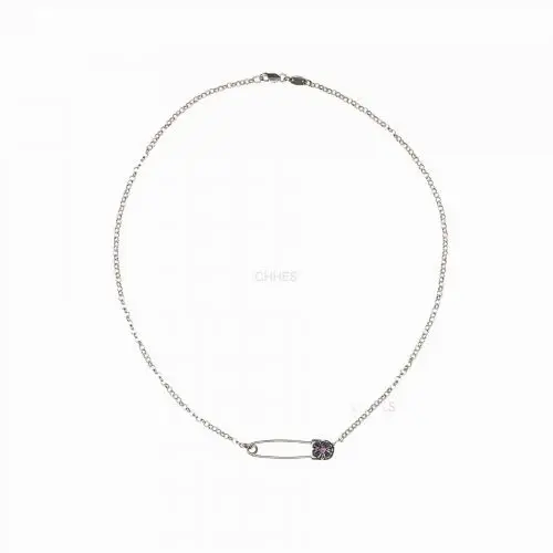 Chrome hearts 克罗心 别针锁骨ROLL粉宝石项链