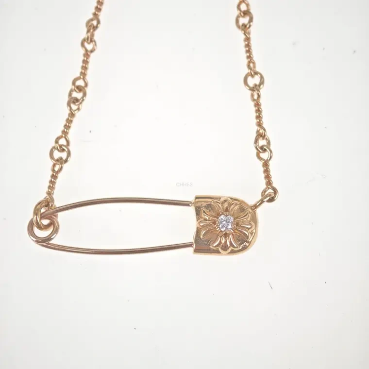 Chrome hearts 克罗心 22k金别针竹节钻石项链