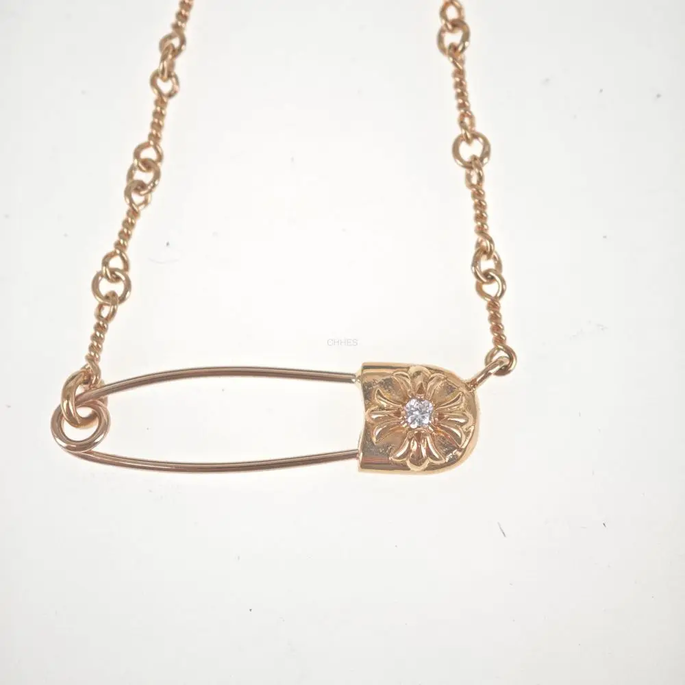 Chrome hearts 克罗心 22k金别针竹节钻石项链