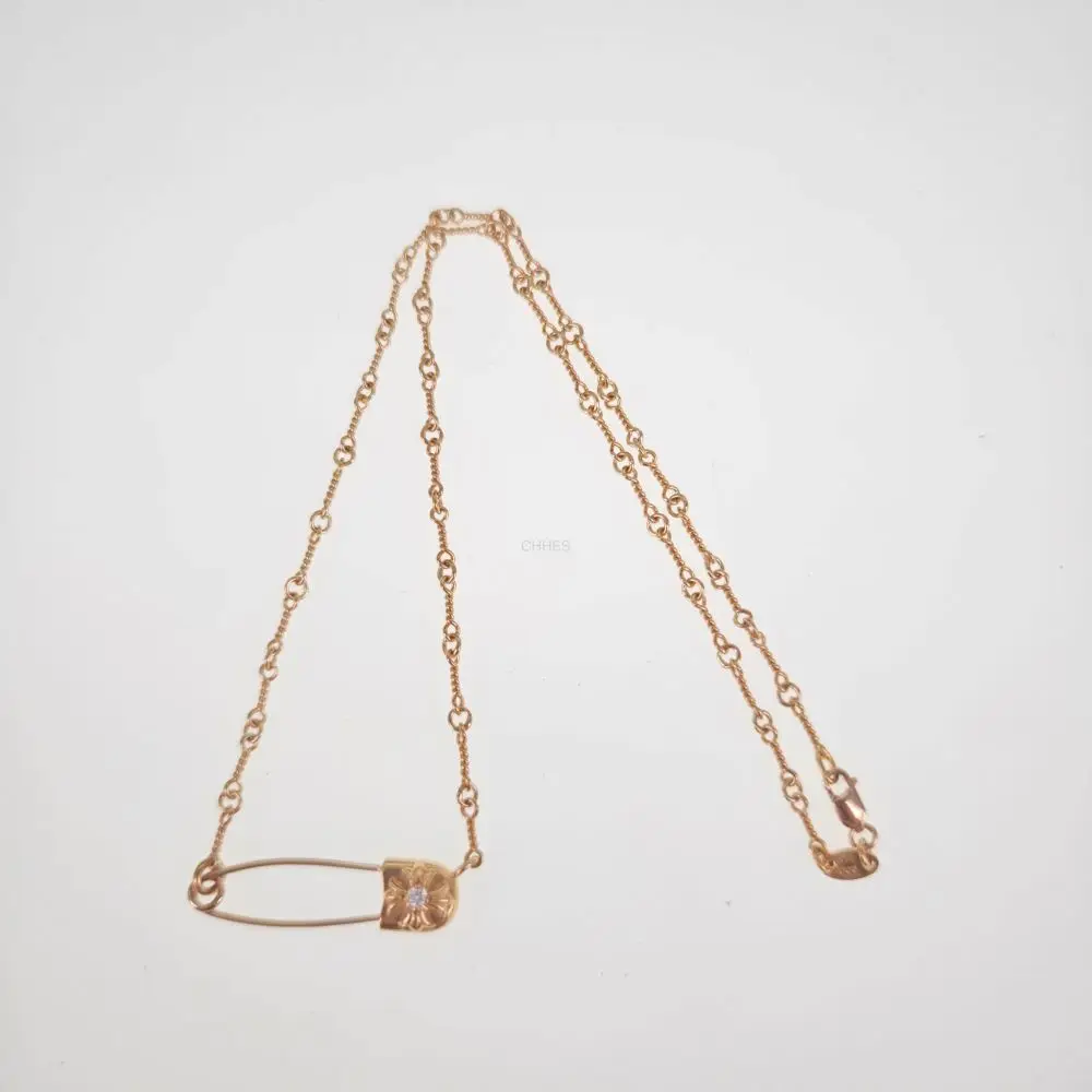 Chrome hearts 克罗心 22k金别针竹节钻石项链