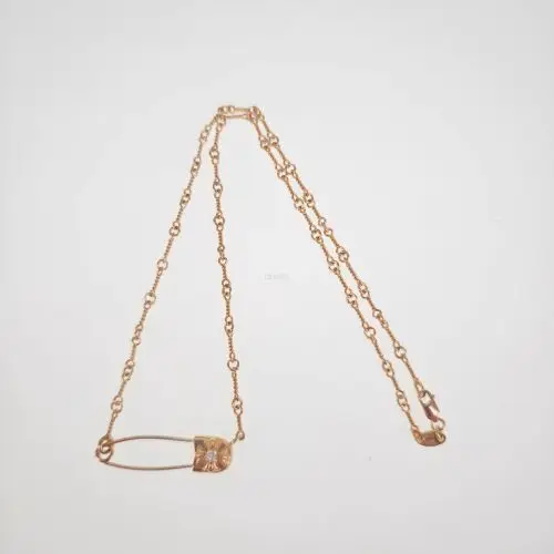 Chrome hearts 克罗心 22k金别针竹节钻石项链