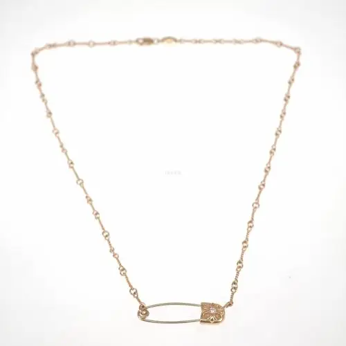 Chrome hearts 克罗心 22k金别针竹节钻石项链