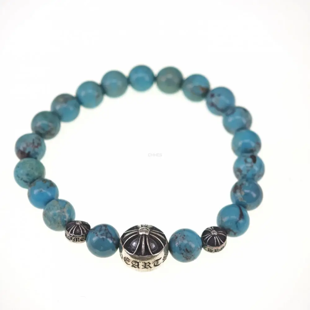 Chrome hearts 克罗心 8mm绿松石3银珠手串