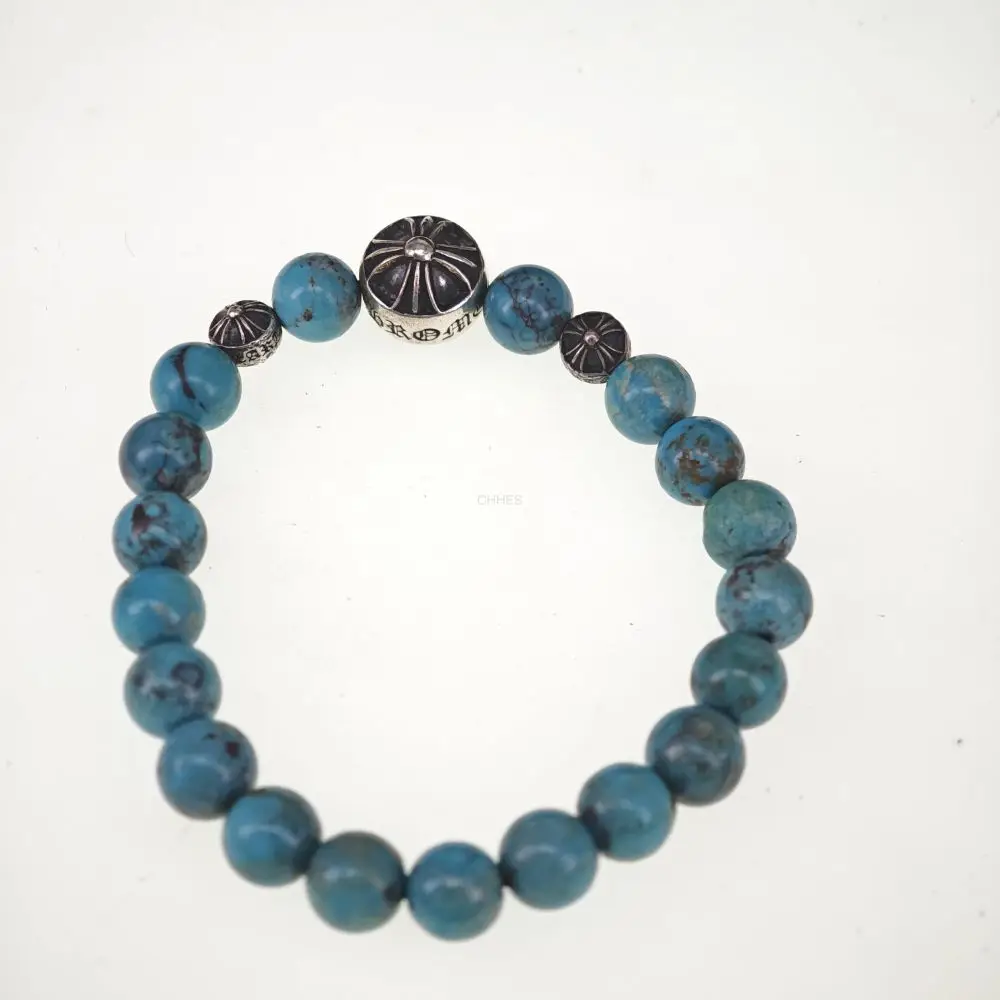 Chrome hearts 克罗心 8mm绿松石3银珠手串