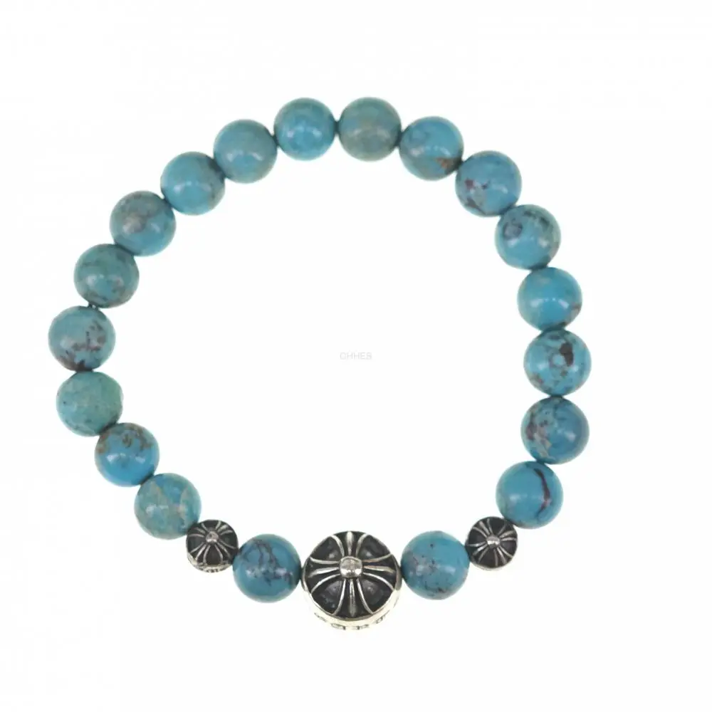 Chrome hearts 克罗心 8mm绿松石3银珠手串