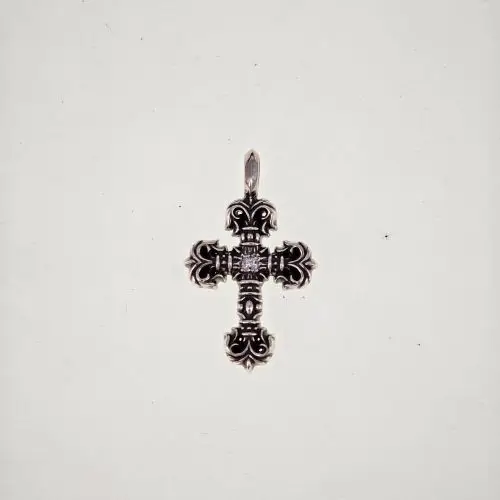 Chrome hearts 克罗心 单钻小号Filigree火焰十字架吊坠