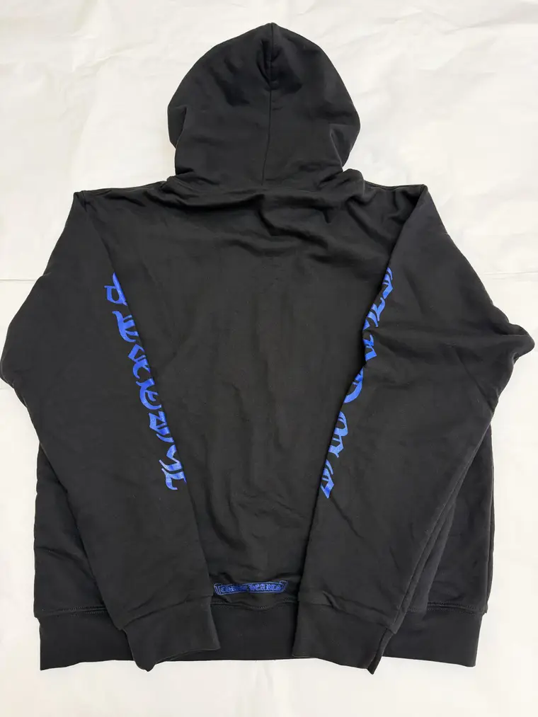 克罗心 外套双袖蓝色字母logo拉链帽衫厚款卫衣L和XL现货