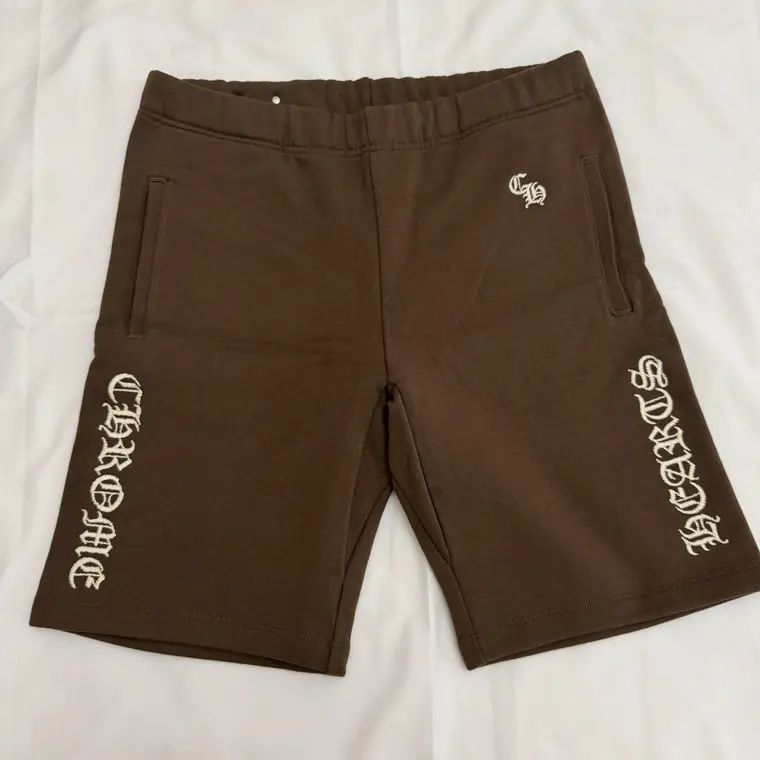 Chrome hearts 克罗心 加厚棕色咖啡色刺绣短裤现货L码