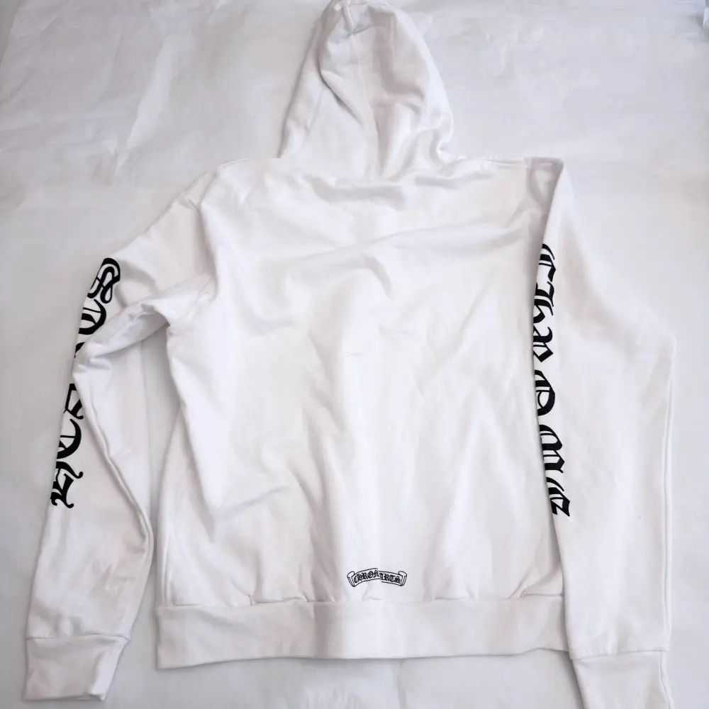 克罗心 白色外套双袖字母logo拉链帽衫厚款卫衣S/L现货