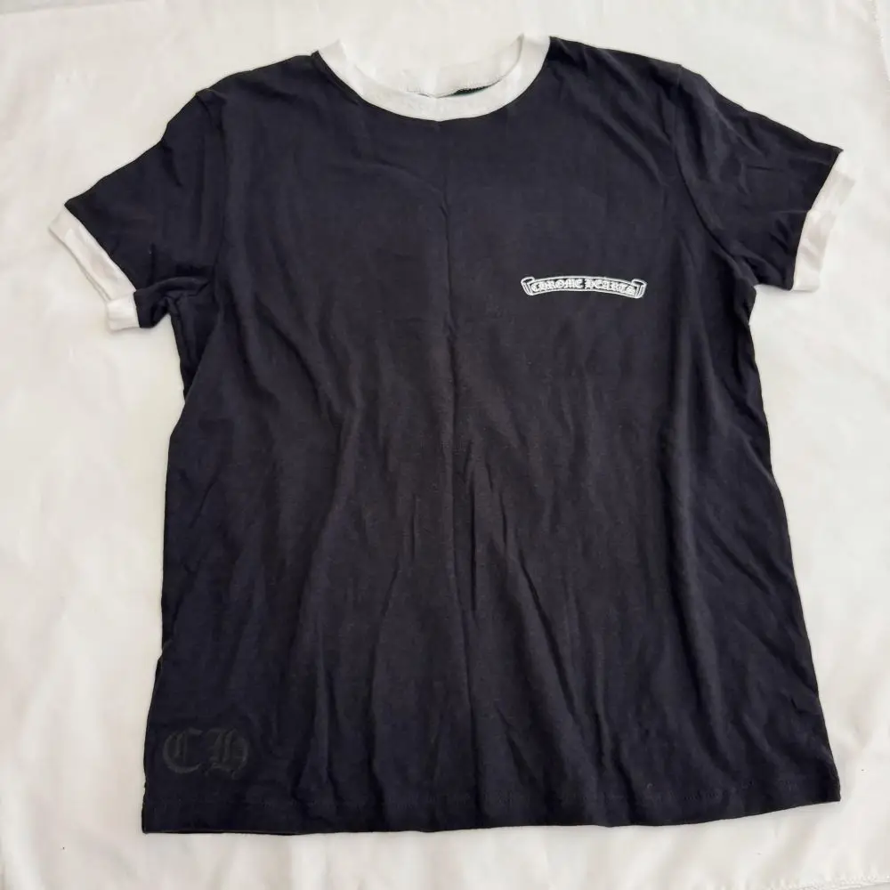 克罗心Chrome hearts 新款拼接马蹄十字花短袖呢t恤经典大马蹄T恤