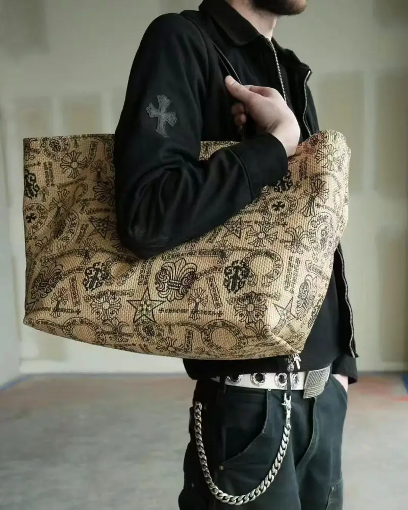 克罗心沙滩包Chrome hearts 亚麻草编包现货