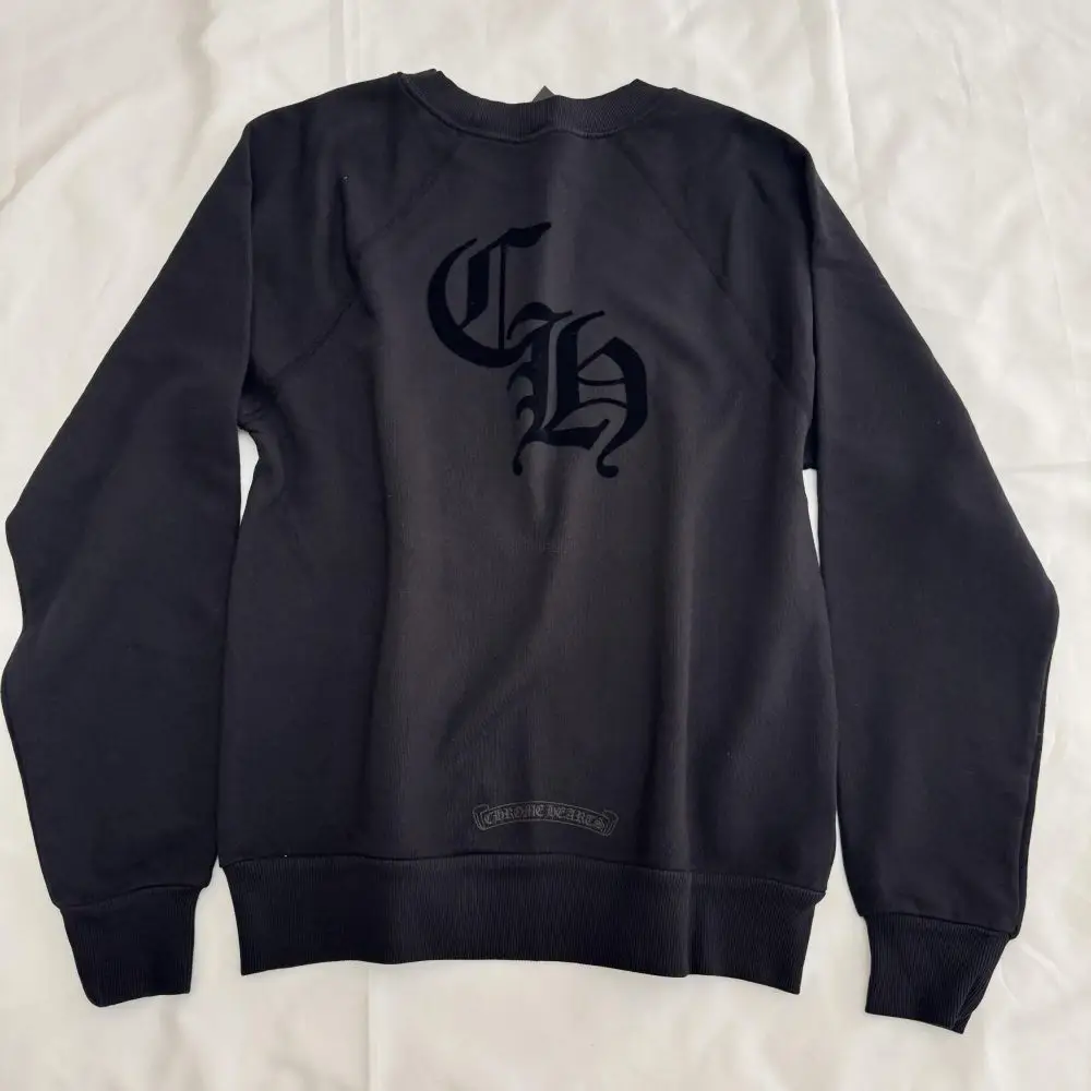 克罗心Chrome hearts  黑色三十字植绒印卫衣S码现货