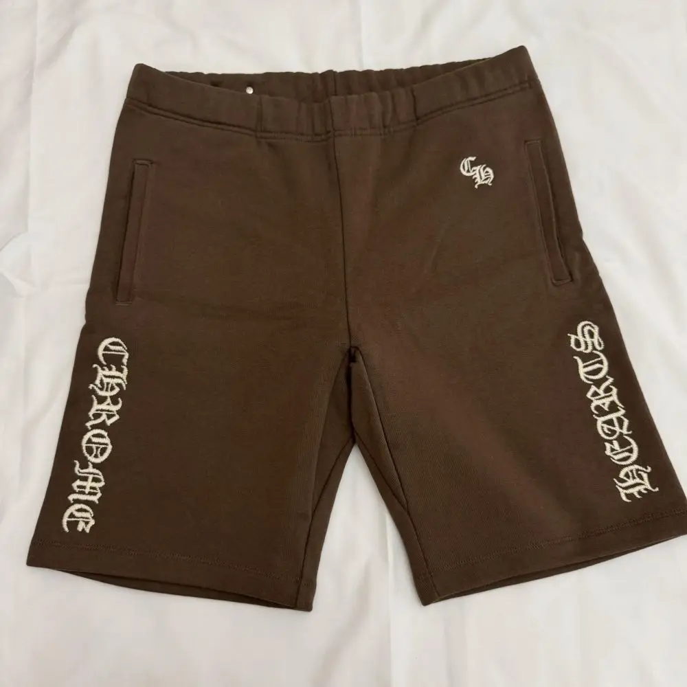 Chrome hearts 克罗心 加厚棕色咖啡色刺绣短裤现货L码
