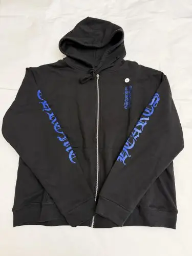 克罗心 外套双袖蓝色字母logo拉链帽衫厚款卫衣L和XL现货