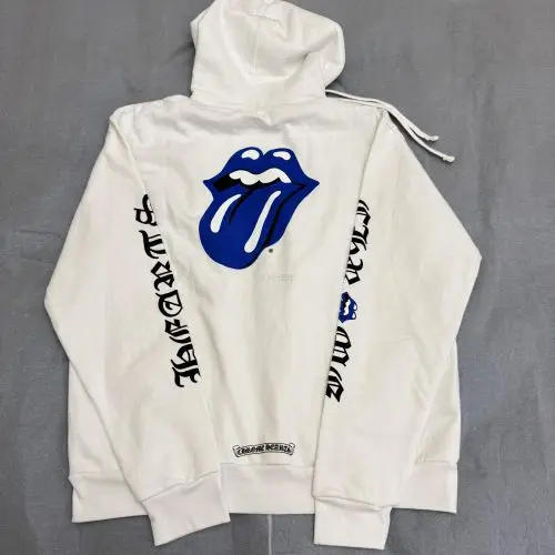 克罗心Chrome hearts 蓝色滚石大舌头连帽卫衣现货M码一个