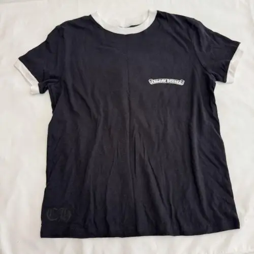 克罗心Chrome hearts 新款拼接马蹄十字花短袖呢t恤经典大马蹄T恤