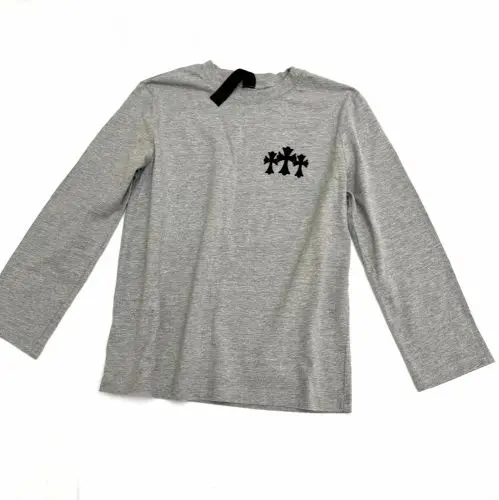 克罗心 Chrome hearts 灰色三十字植绒印长袖体恤7分袖S码现货