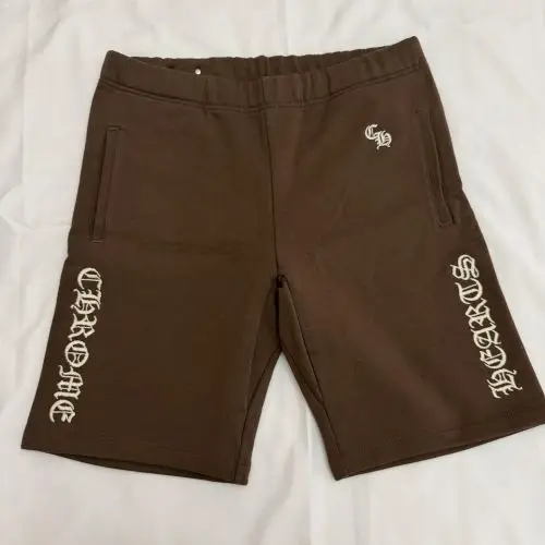 Chrome hearts 克罗心 加厚棕色咖啡色刺绣短裤现货L码