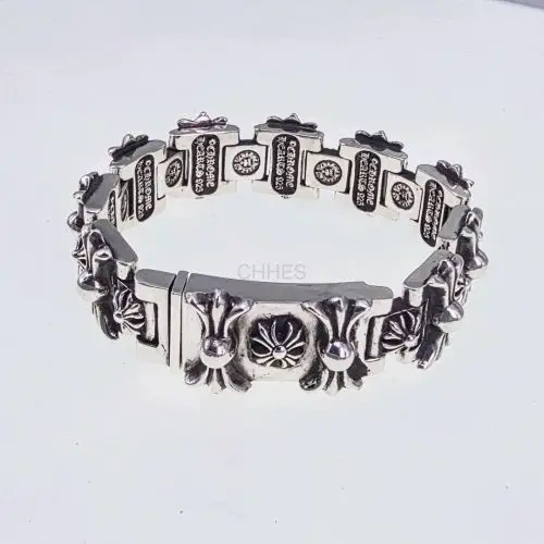 克罗心 chromehearts 十字花花瓣厚重ID手链
