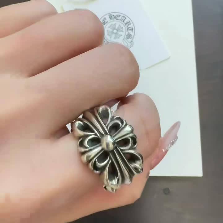CHROMEHEARTS Chromehearts 克罗心双十字花Floral开口戒指【正品保障